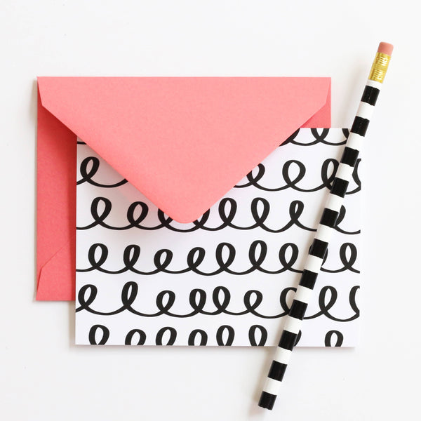 Boxed Stationery - Black and White Loops - Set of 8