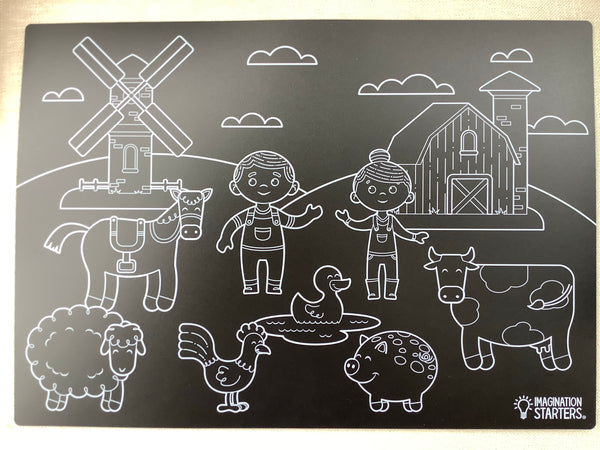 Scribbles Imagination Starters Reusable Themed Chalkboard Placemat (Farm)