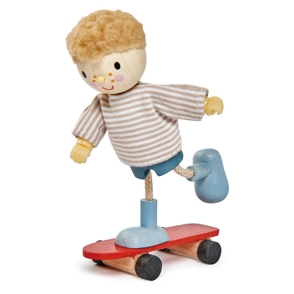 Tender Leaf Toys Wooden Doll Set - Edward and his Skateboard